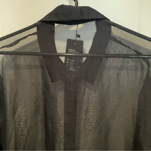Incerun Men's Black Sheer Casual Button Down Shirt NWT 3XL - Picture 5 of 8